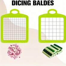 2 Piece Of Multi-Functional Vegetable Cutting Grille Replacement Blade, Suitable For Vegetable Cutting Machine With 6 * 6 Grid Blades And 12 * 12 Grid Blades, Vegetable And Fruit Cutting Accessories, Household Multi-Functional Onion Cutting Machine Accessories, Multi-Functional Fruit Cutting Machine Blades, Commercial Vegetable Chopper Blades, Commercial Vegetable And Fruit Chopper Blades (Without A Vegetable Cutter) - Green - View 5