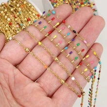 1 Meter Stylish Stainless Steel Enamel Dripping Lip Chain Beads Chain, Handmade Crafting Material For Bracelets, Necklaces, DIY Jewelry
