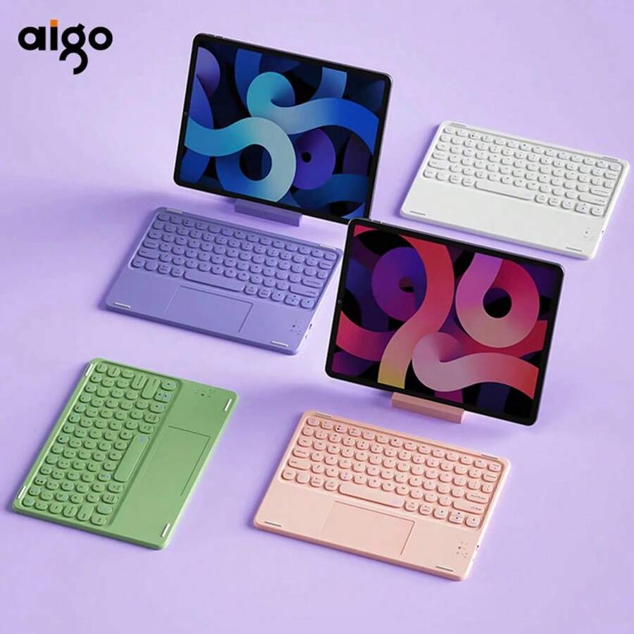 Bàn phím không dây Bluetooth Aigo T100, Bàn phím cảm ứng có thể sạc lại, Phù hợp với Android, IOS, Windows, Mini, Mức độ hấp dẫn cao, Bàn phím bền bỉ Tương thích với máy tính xách tay và máy tính văn phòng