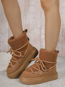 Women's Fashion Versatile Short Snow Boots, Warm & Anti-Slip, Slip-On Short Tube Boots For Autumn/Winter