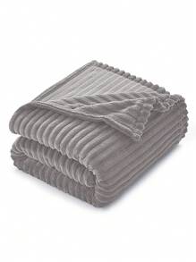 Cobijas Matrimonial Con Patrón De Rayas Cómodo y Suave, Frazada Matrimonial De Rayas Para Cama o Sofá, para Toda Estaciones, Disponible En Muchos Colores Diferentes (200*220 cm) - Gris - Ver 1