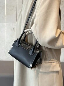 Fashionable Color-Blocked Women Casual Mini Tote Bag, With Adjustable Long Strap