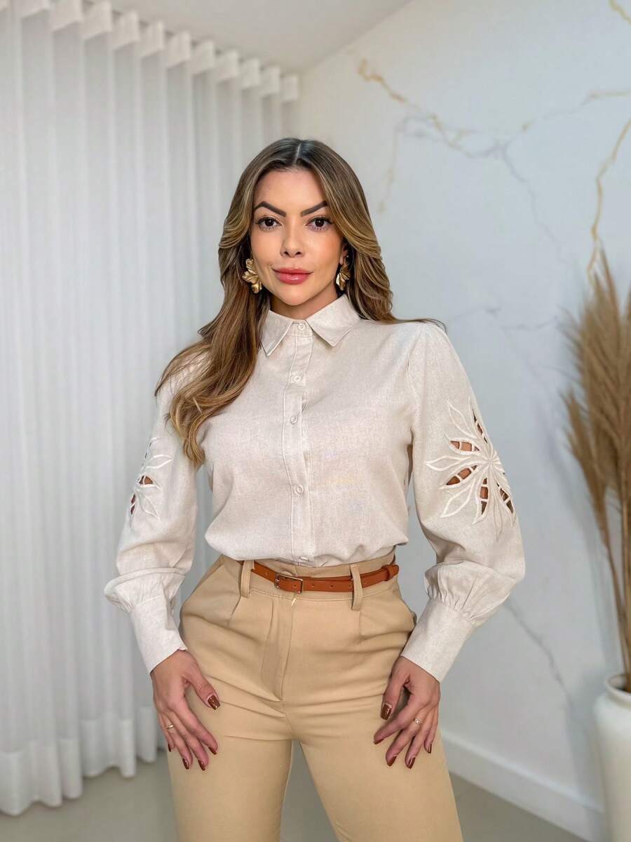 Women Blouses - 米色 - 查看 1