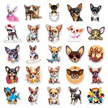 50 piezas de calcomanías impermeables con diseño de perros chihuahua lindos, pegatinas/calcomanías/carteles de mascotas de dibujos animados, calcomanías de bocetos dibujados a mano, calcomanías hechas a mano creativas, calcomanías de moda y amor, para decorar teléfono/computadora portátil/tableta/reloj/monopatín/regalos/motocicleta/refrigerador/autos - Marrón Chocolate - Ver 10