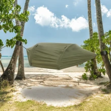 Camping Hammock Tent With Mosquito Net And Rain Fly 1 Person Backpacking Bivvy Ground Tent With Tree Strap Swing Heavy Rain Waterproof Lightweight 440lbs - 橄欖綠 - 查看 3