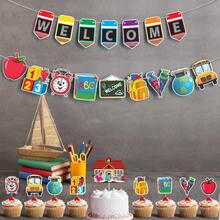 Willkommen Schulanfang Banner, Fahn Deko, Zieh Fahnen, Zieh Blumen, Kuchen Deko, Klassenzimmer Deko, Schulanfang, Schul Deko, Schulanfang Klassenzimmer Deko, Erster Schultag, Willkommen in der Schule, Fröhliches Schulanfang - mehrfarbig - Übersicht 1