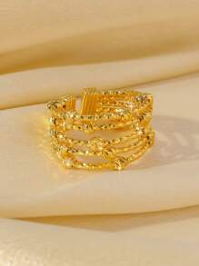 1 件可调节尺寸时尚潮流镂空镂空花朵复古中国风合金戒指