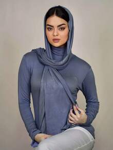 1pc Women's Solid Color Sweat Cloth Modal Jersey Hijab Muslim Headscarf - Multicolor - View 2