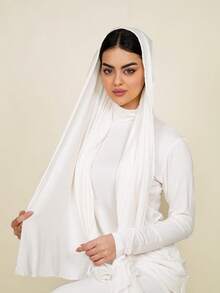 1pc Women's Solid Color Sweat Cloth Modal Jersey Hijab Muslim Headscarf - Multicolor - View 4