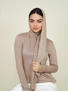 1pc Women's Solid Color Sweat Cloth Modal Jersey Hijab Muslim Headscarf - Multicolor - View 1