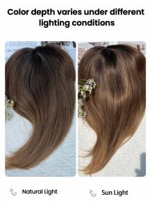 Hårtoppare 12 tums hårtoppare för kvinnor med tunt hår 6,5"x6,5" stor bas syntetiskt hårtoppare med lugg fiberperler damer - Multifärgad - Visa 8