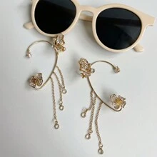 1 Paar Frauen Schmetterling Ohrmanschette Mit Strass Dekor Für Nicht Durchbohrte Ohren