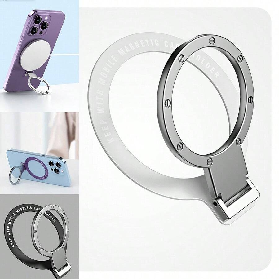 Adjustable Anime Sparkle Phone Ring: 360° Rotatable Iron Kickstand, Glitter Design, Wireless Charge Compatible - Multicolor - View 1