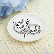 Plat à bague fleur de naissance personnalisé, plat à bijoux personnalisé, cadeau parfait pour demoiselle d'honneur ou meilleure amie, plat à bague de mariage, anniversaire, cadeaux de Noël pour elle