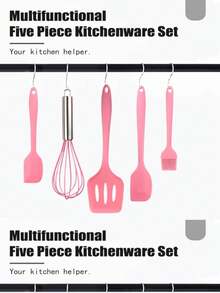 5 Pcs Silicone Spatula,Non-Stick Silicone Kitchen Cooking Utensils Rubber Spatula Set, Kitchen Spatula Cookware Utensils, Heat Resistant Silicone Kitchen Gadgets - Multicolor - View 6