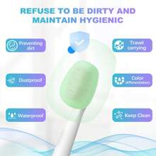 牙刷套，硅胶牙刷套，电动牙刷替换头和手动牙刷盖，旅行瓶，旅行套装，旅行杯，旅行装，旅行洗漱包，旅行收纳袋，节日配件，旅行套装，旅行礼物 - 彩色 - 查看 4