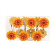 Sunflower Decorative Shower Curtain Hooks Rings, 12 PCS Sunflower Stainless Steel Decor Hooks Yellow Sunflower Curtain For Bathroom Decor Accessories - Multicolor - View 5