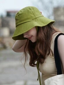 LEAJOURNO. 1 Mũ Xô Phong Cách Nhật Bản Dành Cho Nữ, Xuân Hè, Nâng Cơ Mặt Và Phù Hợp Với Mặt Tròn, Mũ Chống Nắng Đầu To Và Thời Trang Có Cà Vạt - Màu Khaki - Xem 3