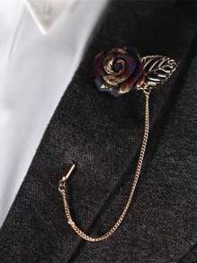1 件“男士玫瑰胸针 - 高级缎面和金色复古翻领花朵别针，适合西装，可调节 CZ 宝石礼服配饰（婚礼/圣诞礼物）”​​学校 Kpop 包背包教师用品包饰可爱办公室配饰衬衫夹克珠宝万圣节秋冬配饰，适合青少年、青年、男士、休闲、户外、运动、度假、毕业礼物、生日、日常穿着衣服别针有趣的教师礼物
