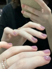 2024新款网红细闪粉色凝胶指甲油超亮百搭流行适合美甲沙龙美甲DIY女士日常或节日美甲 - 粉色 - 查看 3