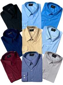 KIT 09 Pieces - Slim Long Sleeve Dress Shirt And Premium Linen Type Dress Shirt - không có màu trắng và hồng - Xem 2