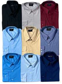 KIT 09 Pieces - Slim Long Sleeve Dress Shirt And Premium Linen Type Dress Shirt - không có màu trắng và hồng - Xem 1