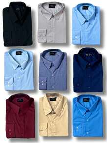 KIT 09 Pieces - Slim Long Sleeve Dress Shirt And Premium Linen Type Dress Shirt - không có màu trắng và hồng - Xem 3