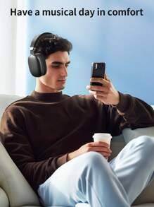 Wireless Over-Ear Bluetoth Headphones With Microphone Foldable & Portable HiFi Stereo Sound Headset With Memory Foam Ear Cups