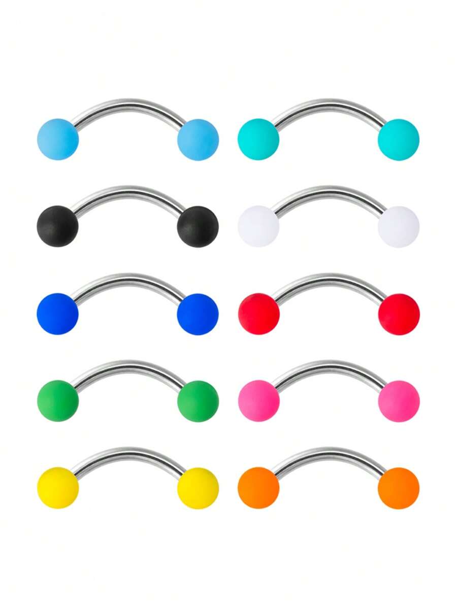 10pcs Acrylic Ball Eyebrow Piercing Curved Barbell Banana Ring Lip Snug Daith Helix Rook Earring Cartilage Tragus Jewelry