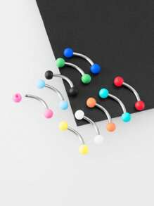 10pcs Acrylic Ball Eyebrow Piercing Curved Barbell Banana Ring Lip Snug Daith Helix Rook Earring Cartilage Tragus Jewelry