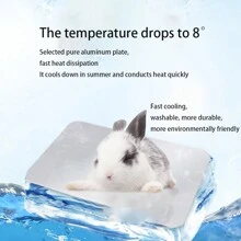 1 pieza Placa de refrigeración de aluminio para mascotas en verano, placa de refrigeración para conejos, hámsteres pequeños, gatos dragones, placa de hielo para disipar el calor, productos de refrigeración de verano para mascotas pequeñas