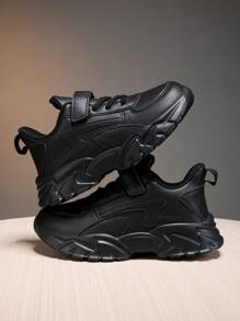 儿童黑色户外跑步鞋，男童休闲运动鞋 - 黑色 - 查看 2