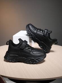 儿童黑色户外跑步鞋，男童休闲运动鞋 - 黑色 - 查看 5