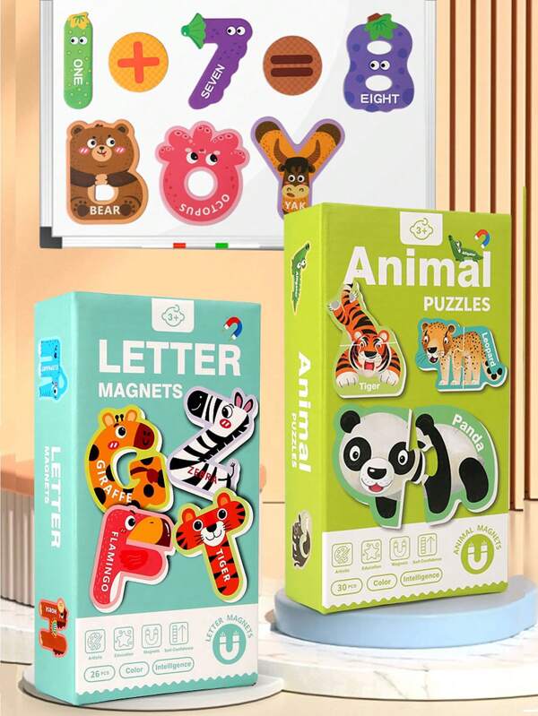 Juguete educativo magnético de aprendizaje de letras y números para refrigerador, juguete magnético preescolar de conteo y matemáticas, juguete de regalo para niños y niñas, con 26 letras de animales y números, rompecabezas de pegatinas magnéticas de tráfico, juguete educativo cognitivo para jardín de infancia, imanes de nevera para niños, juguetes magnéticos para niños, alfabeto magnético, juguetes magnéticos, bloques magnéticos, juguetes para niños, juguetes magnéticos, imanes para niños, bloques magnéticos