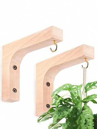 Wooden Wall Hooks Nordic Natural Plant Hangers Hooks Flower Pot Hook Wood Bracket For Lanterns Wind Chimes Home Decoration Fall Home Decor Room Decor