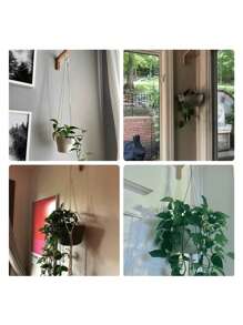 Wooden Wall Hooks Nordic Natural Plant Hangers Hooks Flower Pot Hook Wood Bracket For Lanterns Wind Chimes Home Decoration Fall Home Decor Room Decor - White - View 6