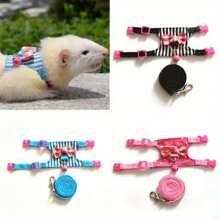 1pc /Adjustable Stripe Bowtie Chest Vest Harness Leash Set - Comfortable Outdoor Walking Gear For Small Pets - Suitable For Hamsters, Rabbits, Ferrets, Rats With Traction Rope And Cute Bowknot Design, The Buckles Are Slightly Different, S Sizes Are All Pink, And M Sizes Are All Black,