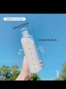 1pc Clear Summer Water Bottle, Large Capacity Outdoor Drinking Cup With Time Scale Reminder, Plastic Cup Suitable For Cold Juice And Beverages In Summer - Multicolor - View 3