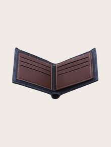 1pc Men's Slim PU Leather Short Wallet Money Clip Multi-Card Card Holder Purse Stitching Horizontal Wallet Coin Purse Gift For Men - Multicolor - View 8