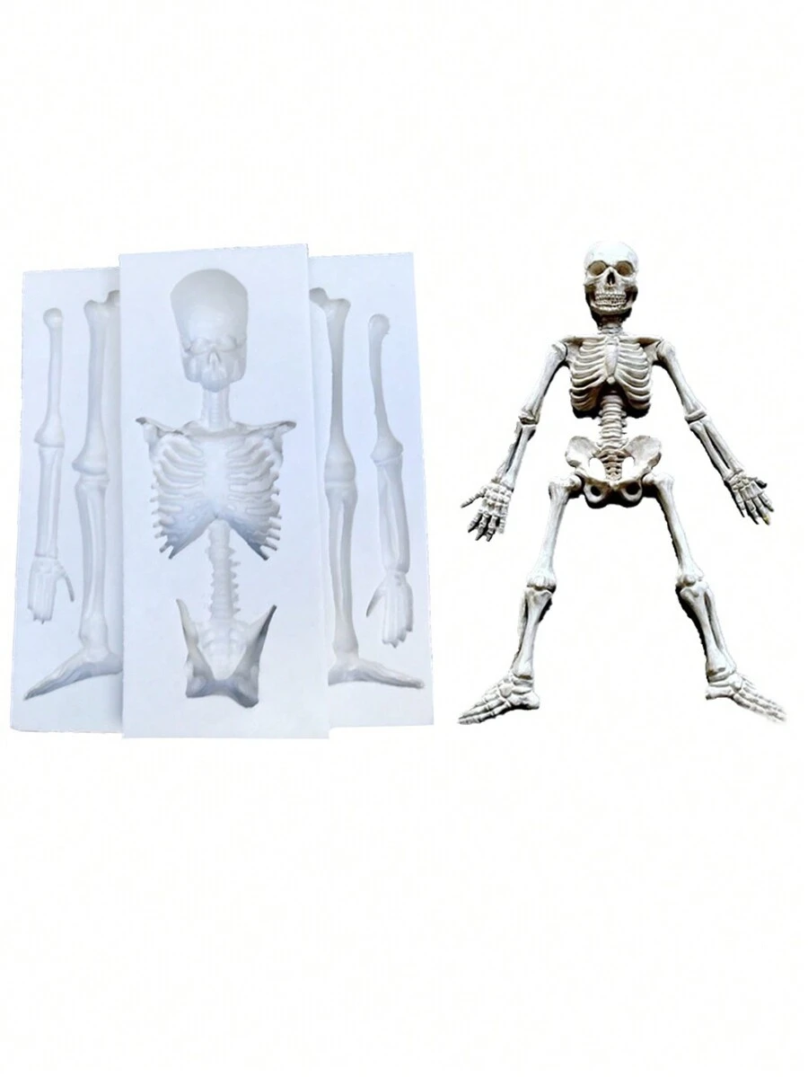 1pc Halloween Ghost Skeleton Shaped Silicone Mold For Fondant Cake, Chocolate Candy Decoration, Festival Party DIY Kitchen Mold Halloween Decor Halloween Party Favors Halloween Party Supplies Halloween Halloween Decor Halloween Decorations Halloween Home Halloween Party Halloween Party