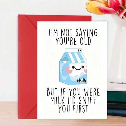 Funny Birthday Card For Him Or Her - Humorous Love Card With Star Pattern Design - Includes Envelope, Suitable For Any Special Occasion, 5x7in - With Envelope