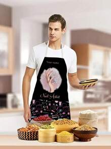 1pc Customized Text/Name Linen Apron, Fashion Illustration Prints, Sleeveless Cooking Apron For DIY Cosmetics, Home Cleaning, Kitchen Cooking, Baking, Gardening, Breathable, Lightweight, Washable, Funny, Cute, Love, Comfortable, Custom, Unique, Personalized, Gifts For Her Him, Ideal Gifts For Boyfriend, Ideal Gifts For Girlfriend, Gifts For Family, Him, Her, Boyfriend, Girlfriend, Dad, Family, Mom, Friends, For Anniversaries, For Graduation, For Housewarming, For Weddings, For Birthdays, Car, Sofa, Tea Room, Living Room,Customized Aprons,Warm Ambience