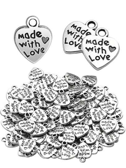 beadia 50/100 יחידות תליון בצורת לב שרשרת מלאכת יד צמיד מחזיק מפתחות יצירת תכשיטים