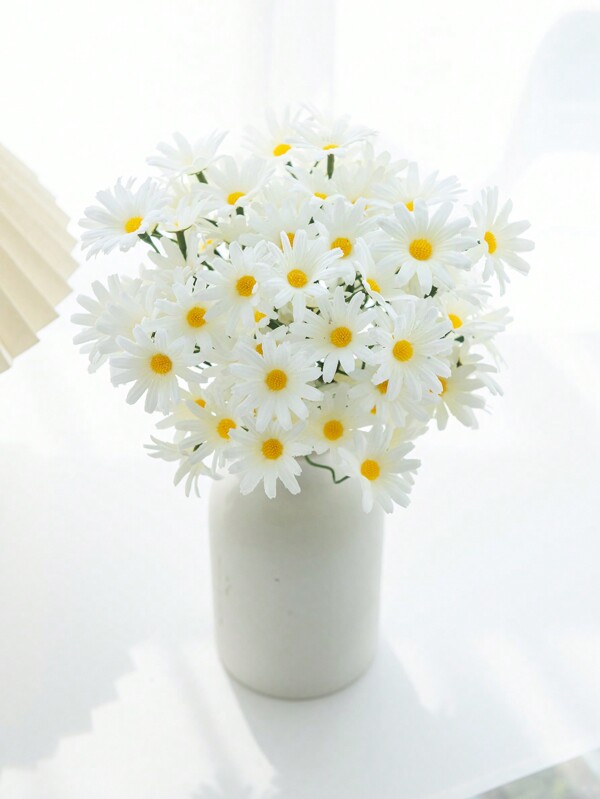 1/3/5PCS 50heads Artificial Daisy Flowers Bouquet Valentine's Day Gifts Bundle Decoration Wedding Decoration Bride Handheld Flower Wrist Flower Breast Material Home Dining Room Bedroom Vase Decoration Flower Bundle DIY Birthday Party Cake Material New Year Decoration Material Shooting Props, Valentine Day, Gift Graduation,Fall Decor,Autumn