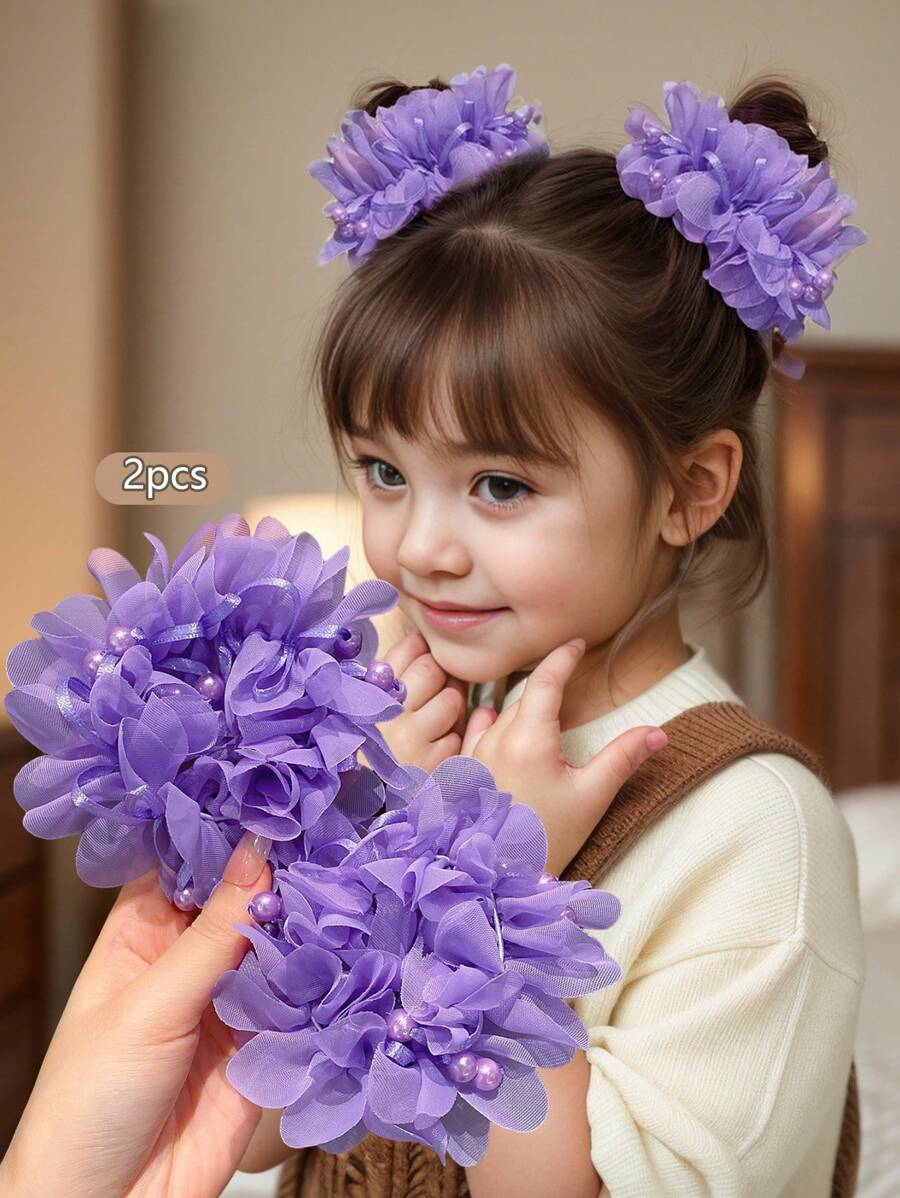 2入組可愛女孩的發帶，適合日常和表演使用，髮飾 - 紫色 - 查看 1