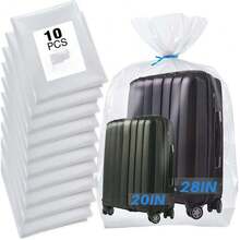 10pcs/Pack Transparent Plastic Storage Bags, Large Clear Vinyl Organizer Bags For Luggage, Strollers, Chairs, Bikes, Attics, Blankets, Plush Dolls - 10 Silk Transparent - View 9