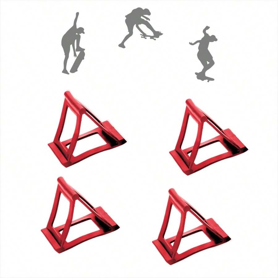 4pcs/Set Skateboard Trick Trainer - Skater Trainers Tricks Fast No Experience Needed - Skateboard Wheel Cover Lock For Beginners Learn Ollies Kickflips Tricks Faster, Skateboarding Accessories - Fun, Easy, Ollies, Kickflips And More - All Ages - Skate Accessories Make Great Gifts For Teen Boys And Girls - Red - View 1