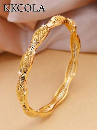 KKCOLA 1 st texturerat ihåliga armring koppar smycken