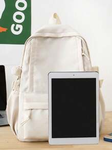 Fashionable And Simple Children's Backpack, Student Book Bag With Large Capacity - White - View 2