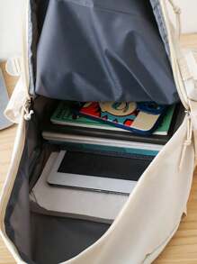 Fashionable And Simple Children's Backpack, Student Book Bag With Large Capacity - White - View 6